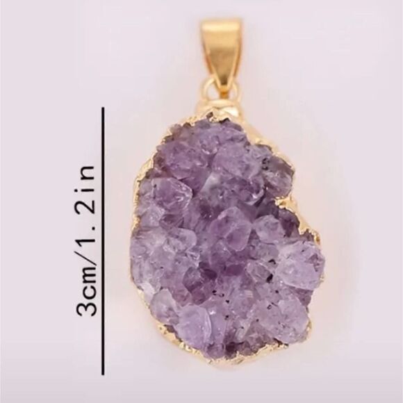 1pc Natural Irregular Amethyst Rock Pendant Healing Crystal Gemstone - Picture 6 of 11